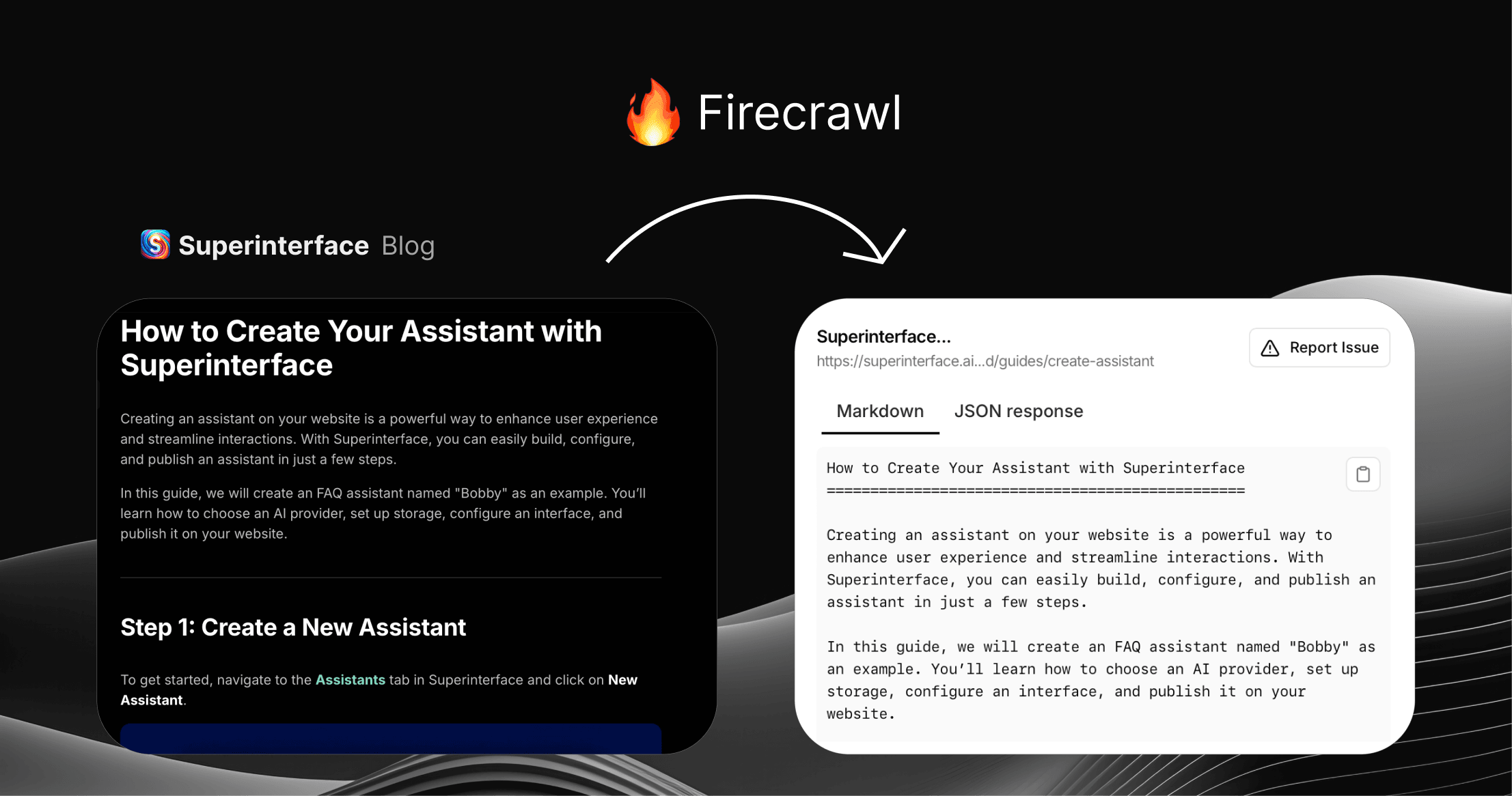 Extract clean markdown from websites with Firecrawl.